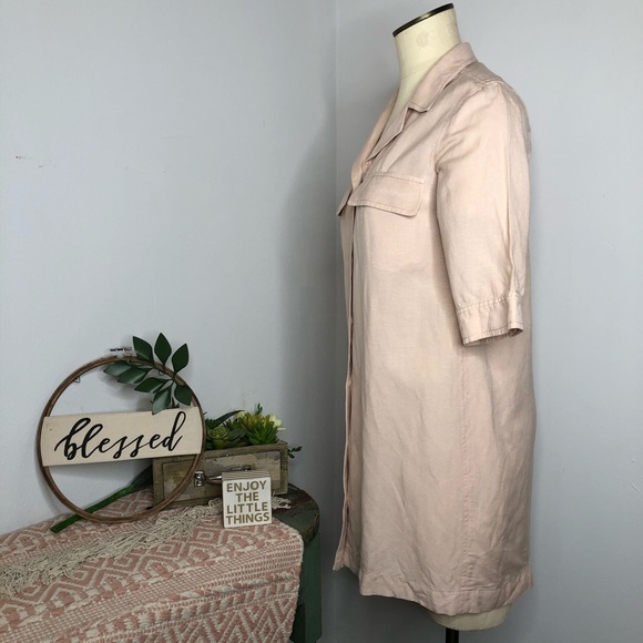 LEO&SAGE Blush Linen Blend Botton Down Shirt Dress Size M - Picture 3 of 16